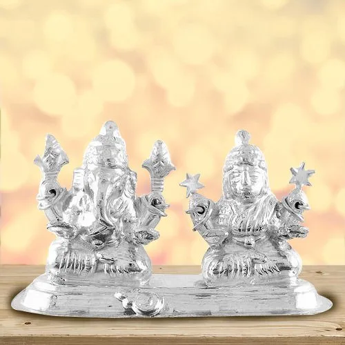 Send Silver Plated Laxmi Ganesh Idol