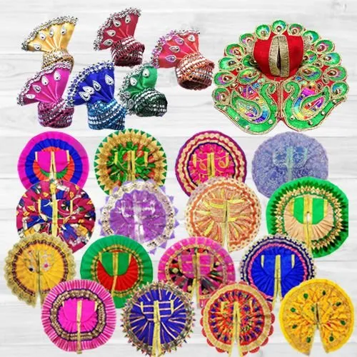 Marvelous 6 Pcs Ladoo Gopal Dress Set with 6 Pcs Pagdi
