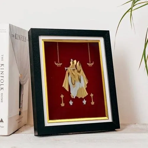 Traditional Gold Plated Photo Frame of Radha Krishna