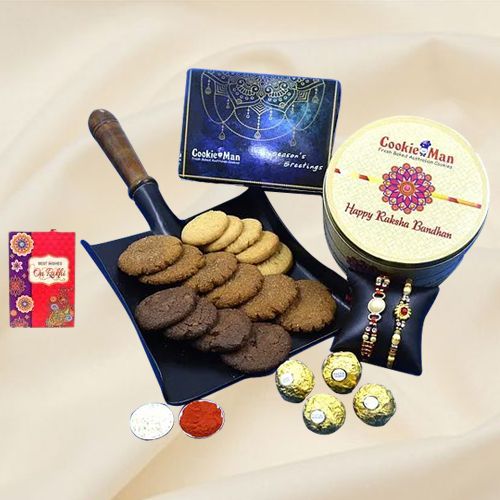 Splendid Assorted Cookies N Ferrero Rocher for Rakshabandhan