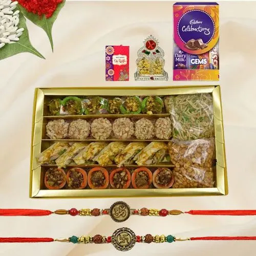 Auspicious Rakhi with Savoury Sweets