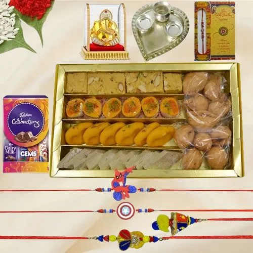 Rakhi with Card n Sweets Medley