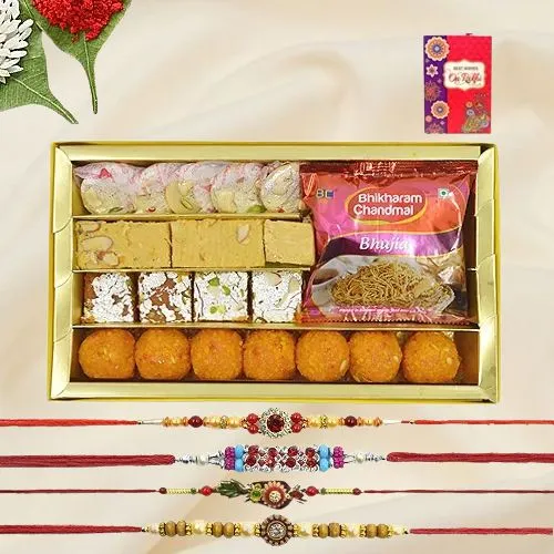 Alluring Combo of Sweets n Fancy Rakhi
