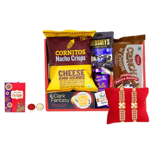 Stunning Choco Designer Rakhi Goodies Basket