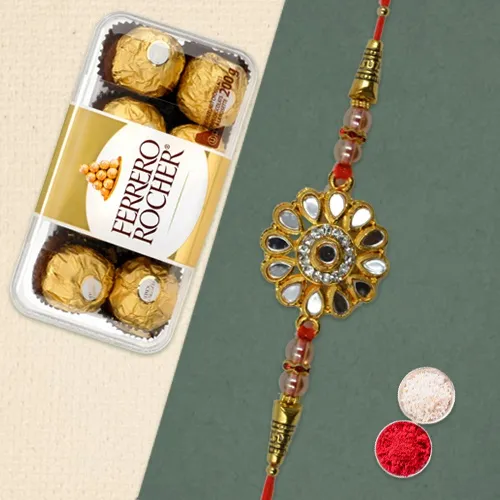 Best-bro Ad Stone Rakhi N 16 pc Ferrero Rocher Pack