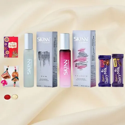 Titan Skinn Perfume Combo with Bhaiya Bhabhi Rakhi