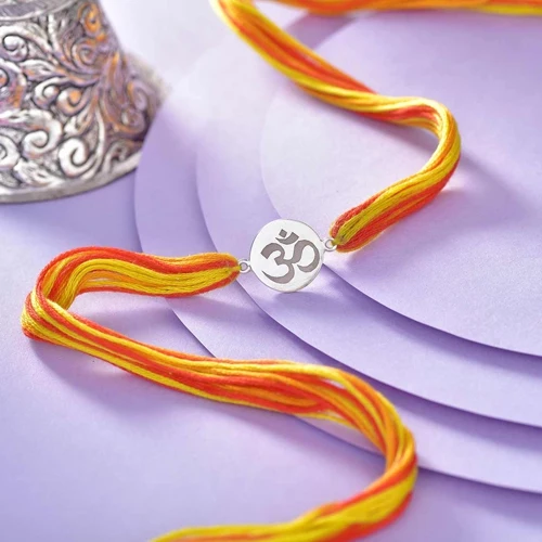 Om Silver Rakhi For Brothers