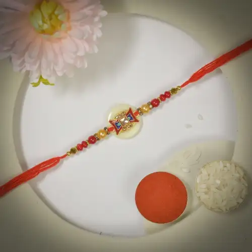 Unique Kundan N Beads Rakhi