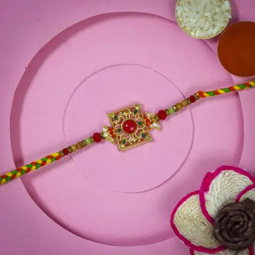 Charming Kundan Rakhi for Bro