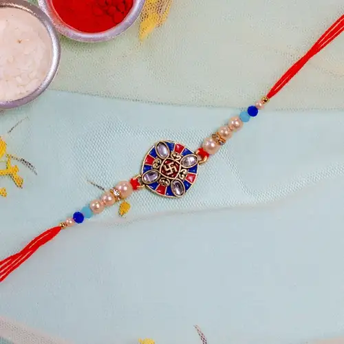 Amazing Kundan N Swastik Symbol Rakhi