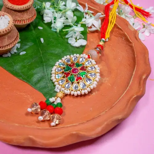 Amazing Kundan Lumba Rakhi for Bhabhi