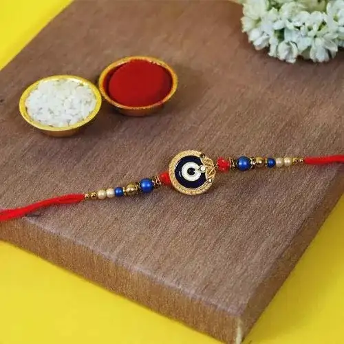 Stunning Evil Eye Design Kundan Rakhi