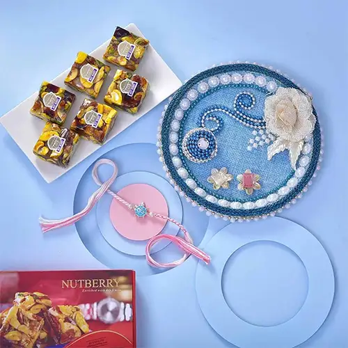 Classy Silver Tortiose Rakhi Thali Hamper