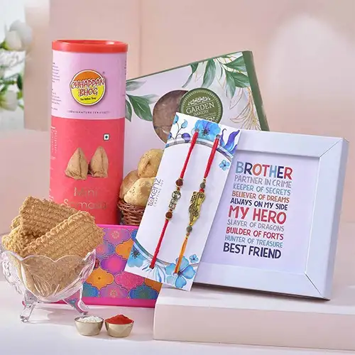 Attractive Always My Brothers Frame Rakhi Hamper