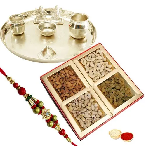 Delectable 250 gm. Mixed Dry Fruits with Silver Plated Thali