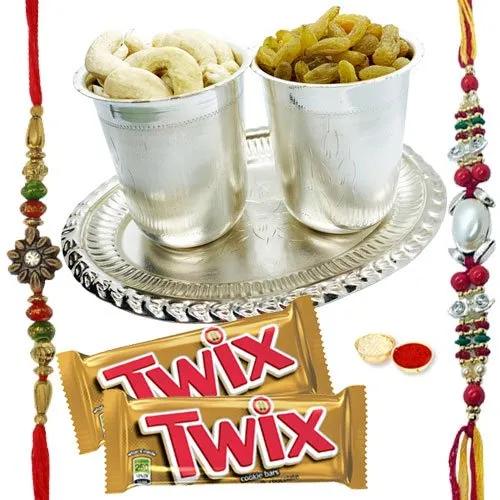Beautifying Parker Pen and 2 Twix Chocolates with 7-8 Inch Pooja Thali