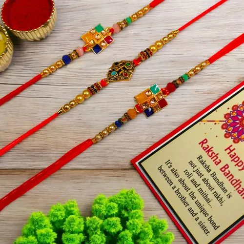 Exquisite Metal Kundan Rakhi Set