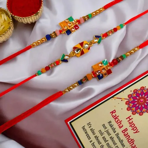 Opulent Kundan Rakhi Trio