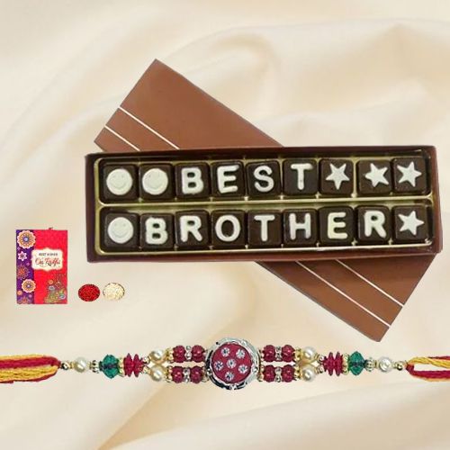 Attractive Rakhi and Best Brother Chocolate Pack