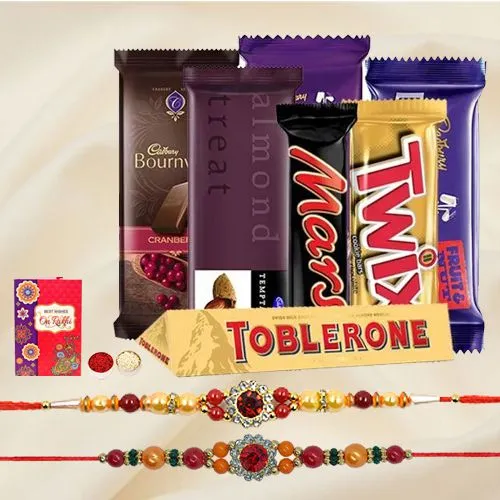 Delicious Chocolate Gift Hamper with Beautiful Floral Rakhi