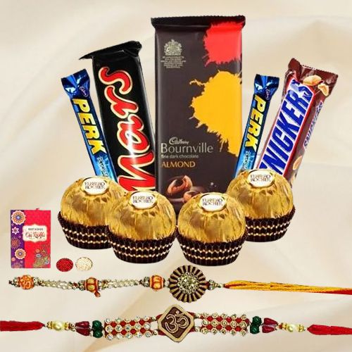 Divine Twin Om Rakhi Set with Assorted Chocolates