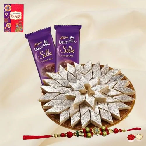 Delectable Haldirams Kaju Katli with Dairy Milk Silk N Rakhi