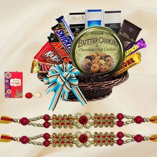 Imported Chocolate Hamper with Designer Rakhi Set