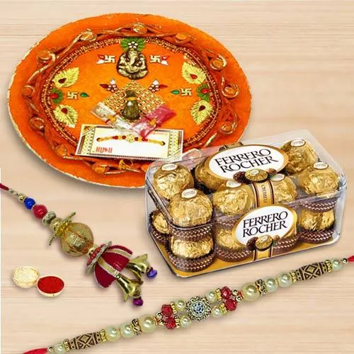 Ferrero Rocher with Pooja Thali n Bhaiya Bhabhi Rakhi