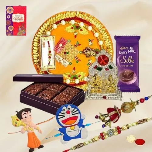 Family Rakhi Set with Brownie N Gifts