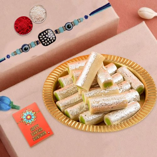 Amazing Rakhi with Kaju Roll Combo