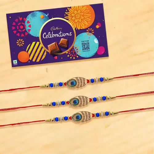 Astonishing Rakhi Set of 4 pcs with Cadbury Celebration Gift Pack