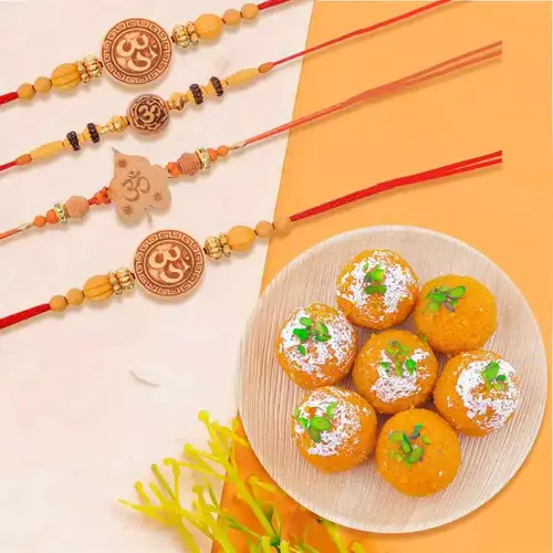 Dashing Rakhi Set of 5 with Boondi Ladoo