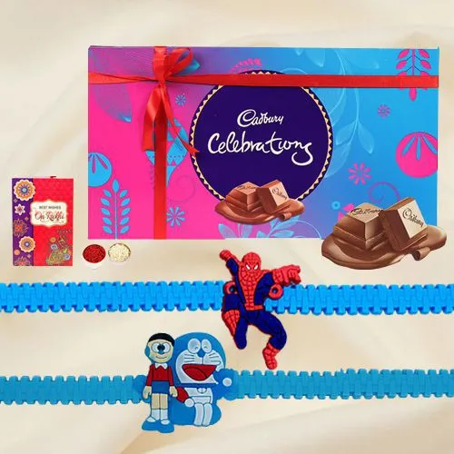 Assorted Cadbury Chocolates with Kids Rakhi Pair