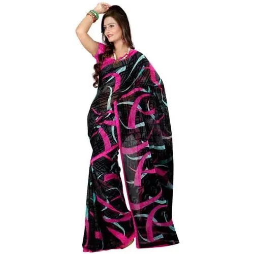 Astonishing Georgette Printed Saree in Black