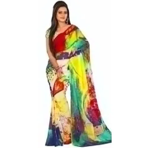 Admirable Multi Coloured Georgette Printed Saree