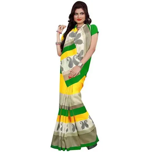 Stylish Rainbow Crepe N Chiffon Printed Saree Collection