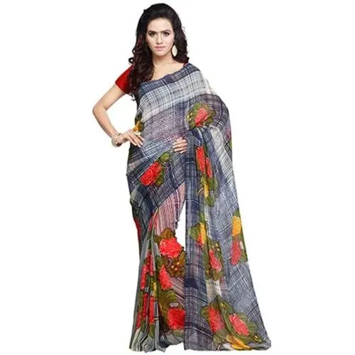 Breathtaking Multi-Coloured Printed Georgette Saree