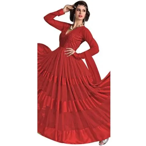 Stunning Red Net N Brasso Printed Salwar for Women
