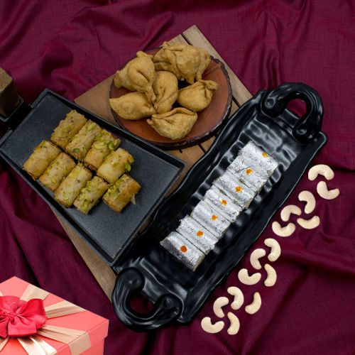Delicious Roll Baklawa with Sweets n Snacks from Haldiram