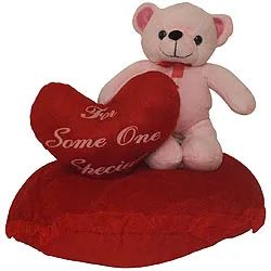 Send Cushion with Heart N Teddy
