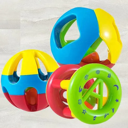 Exclusive Set of 3 pcs Shake and Grab Rattle Ball for Kids