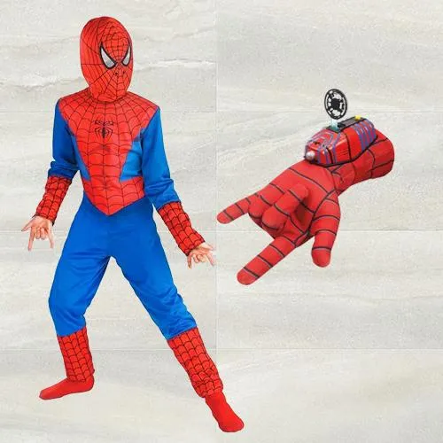 Remarkable Spiderman Costume with Gloves N Disc Launcher