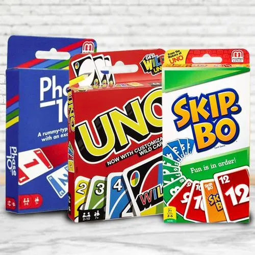 Exclusive Mattel Uno, Skip Bo N Phase 10 Card Game