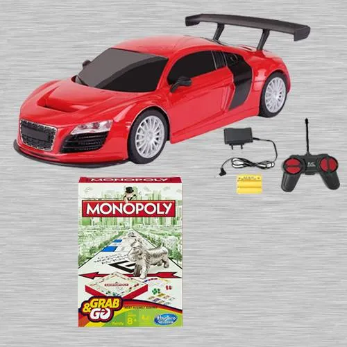 Amazing Racing Car with Remote Control N Monopoly Grab N Go Game