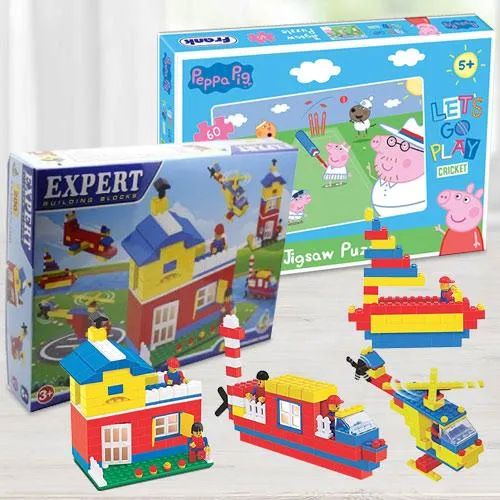 Marvelous Building Blocks N Frank Peppa Pig Lets Go Play Cricket Puzzle