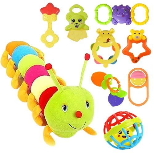 Cheerful Twinning of Stuffed Toy N Rattle Set for Newborns