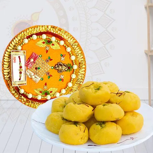 Auspicious Pooja Thali with Kesaria Peda