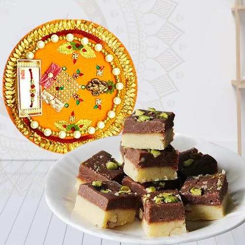 Wonderful Pooja Thali with Chocolate Barfi