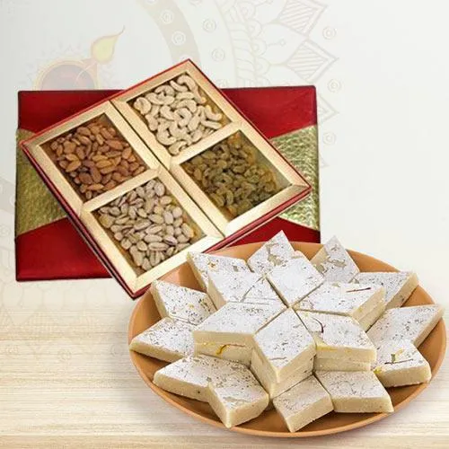 Marvelous Combo of Mixed Dry Fruits with Kaju Katli