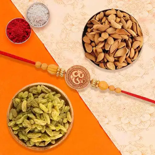 One or More Om Rakhi with Dry fruits